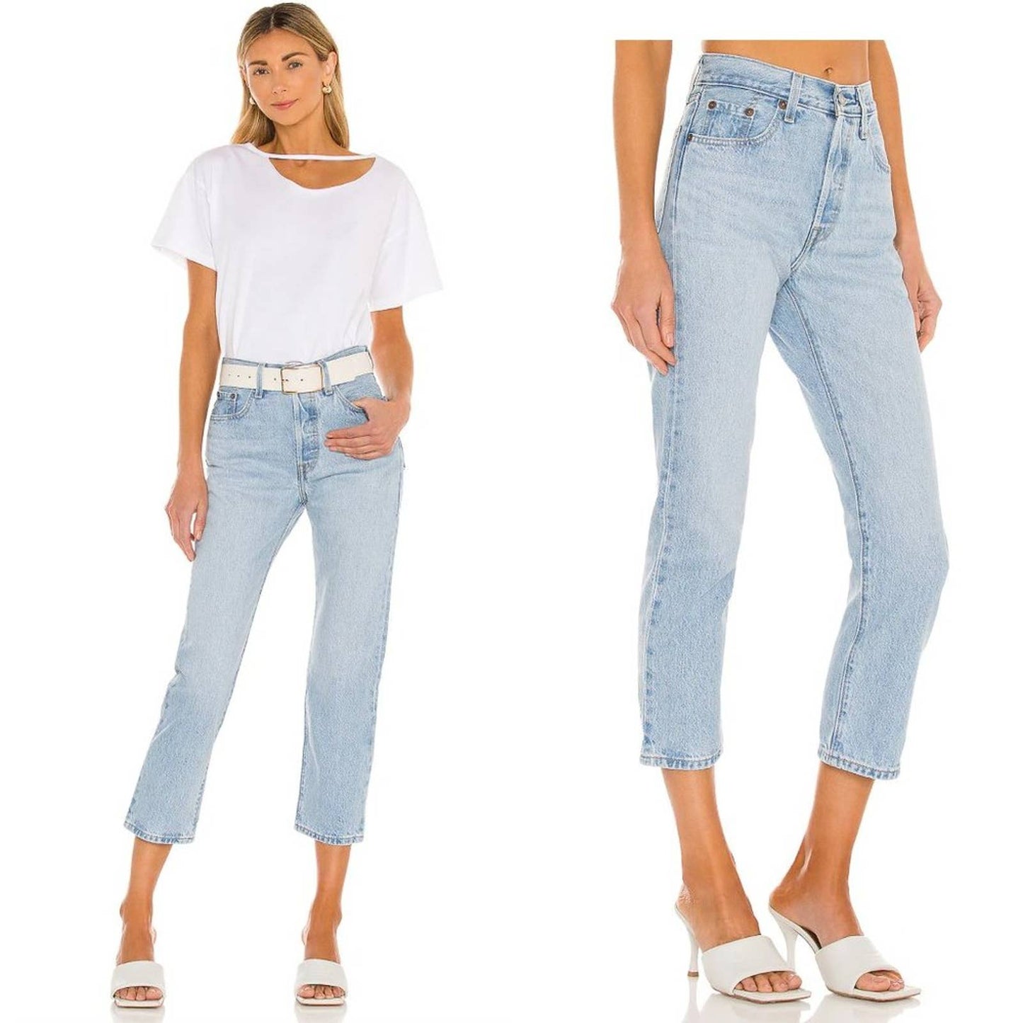 NEW LEVI'S 501 Crop Jean in Luxor RA Light Wash Blue Ankle Cropped Denim 23