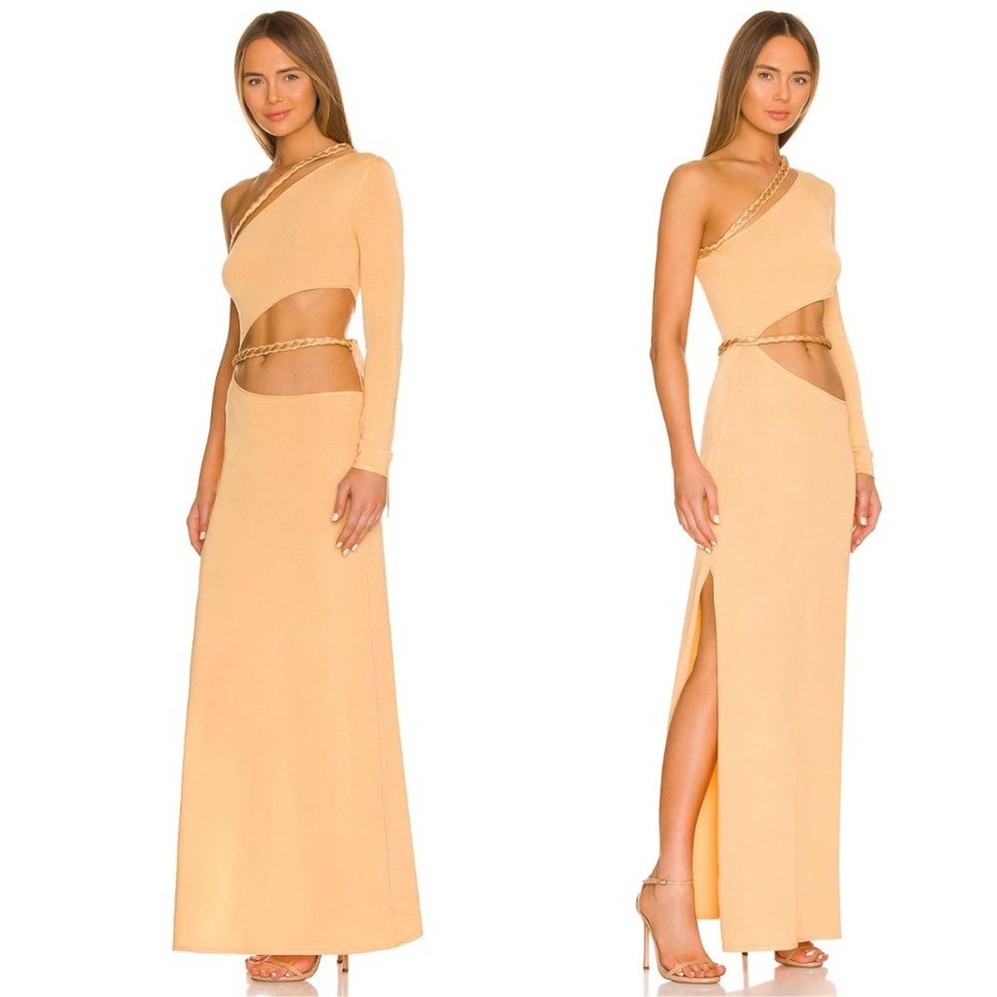 NEW Atoir The Manroe Maxi Dress Marigold Yellow Orange One Shoulder Cutout Small