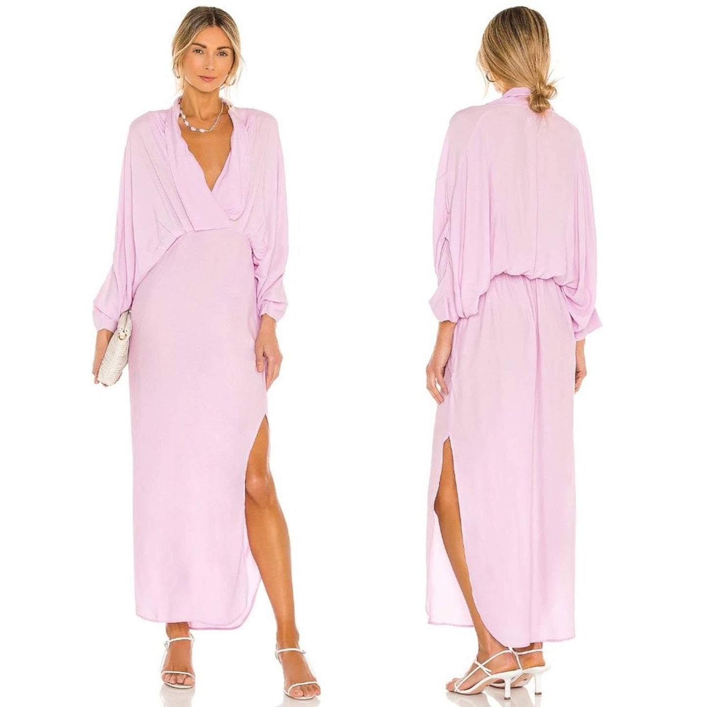 NEW SWF Sunset Maxi Dress in Resurrection Light Purple Pink Long Sleeve Medium M