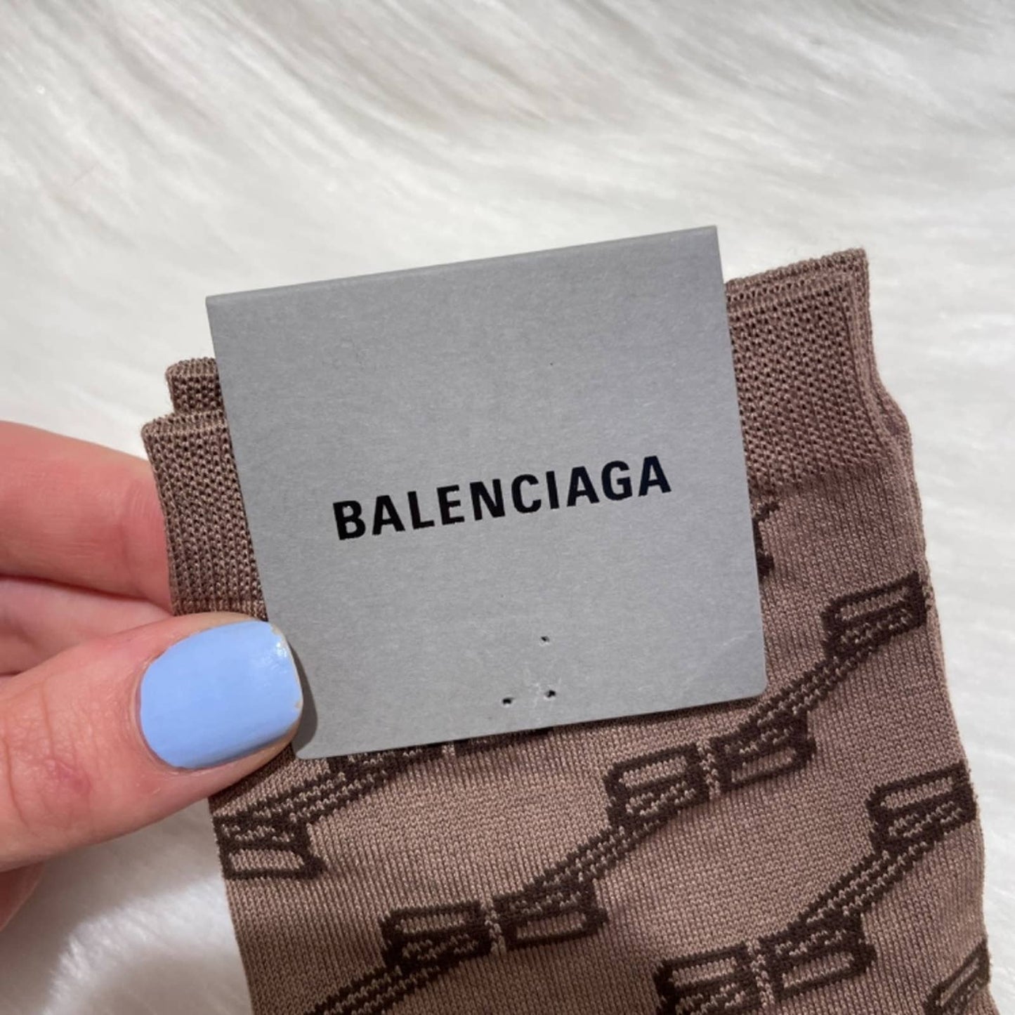 NEW Balenciaga BB Monogram Sock in Beige & Brown Black Logo