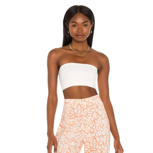 NEW Free People Nina Bandeau Top in Ivory White Strapless Tube Crop Top Large