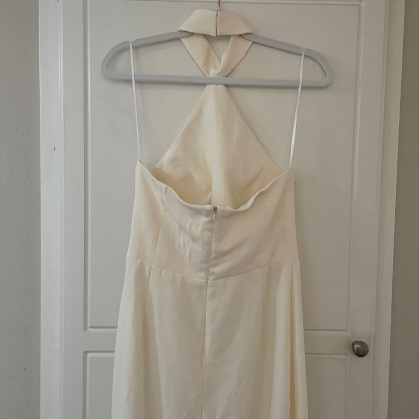 Amanda Uprichard Queen Gown in Ivory White Halter Maxi Dress Medium M